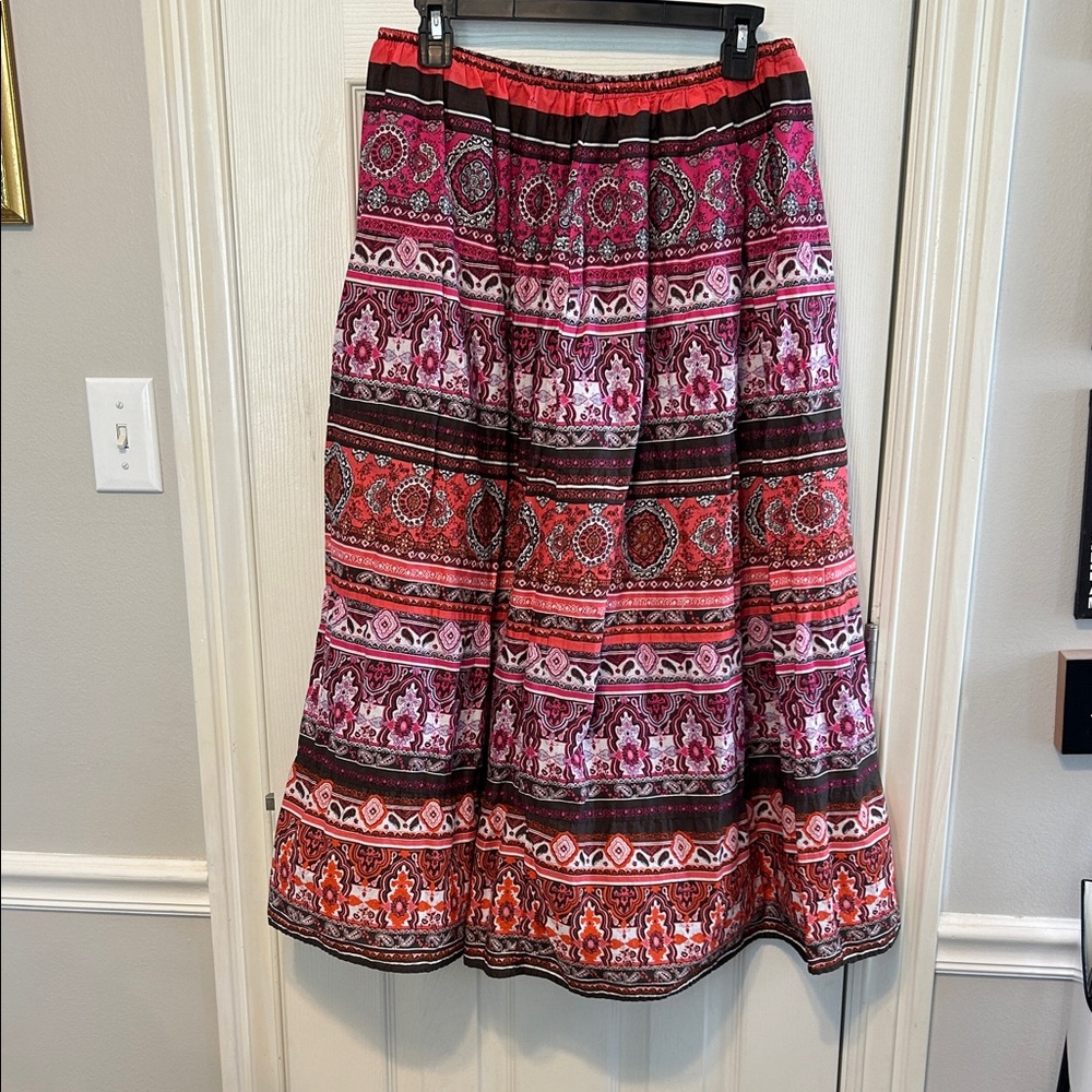 Venezia Vibrant Pink and Orange Maxi Skirt